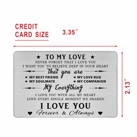 HYHYDHP To My Love Gifts Wallet Cards, I Love You Gifts for Her Women, Romantic Love Note Cards for Wife Girlfriend, Anniversary, Christmas Ideas