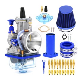 YWLUWEI PWK 28mm Carburetor Kit 75cc to 125cc 2T 4T Carburetor With Air Filter Intake Pipe Manifold Main Jets Idle Jets For Mini Bike Go Kart Parts Racing (Blue, 28mm)