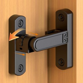 Barn Door Lock, 90/180 Degree Door Latch, Adjustable Lock Height Difference 0-7 mm, Zinc Alloy Sliding Door Latch for Barns, Shed,Garden Fence Doors(1, Black)