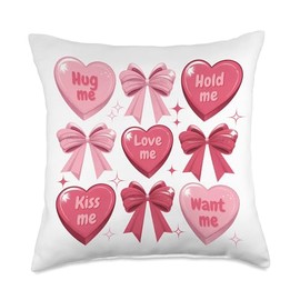 Valentine's Day Messages of Love Cute Pink Coquette Hearts Throw Pillow