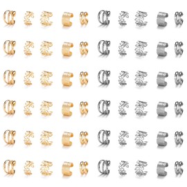 60PCS Metal hair jewelry for Braids, Gold Hair Accessories for Women, Silver Hair Beads for Braids, Non-Piercing Ear Cuffs Clip, Dreadlock Accessories Hair Decorations for Women Men