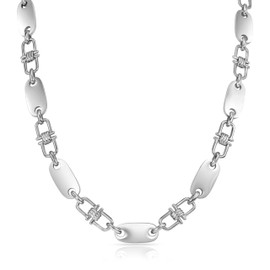 TAIPAN Plate Chain Movable Stirrup Chain Shiny Stainless Steel Chain 8.5 mm 60 / 70 cm with Jewellery Box and Cleaning Cloth, Stainless Steel