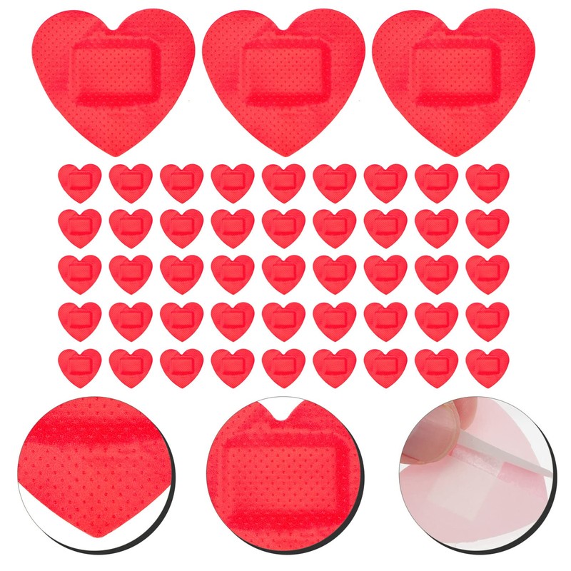 Heart-Shaped Bandages 25 Pcs Cute Adhesive First Aid Patch Stickers