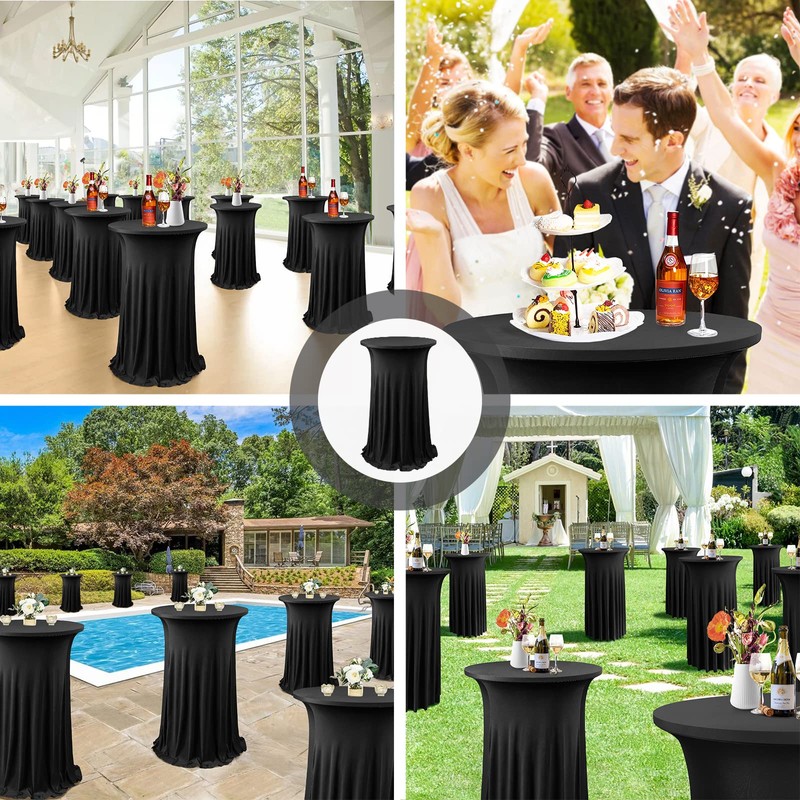 ANMINY Round Cocktail Table Covers with Ruffle Skirt Removable Washable