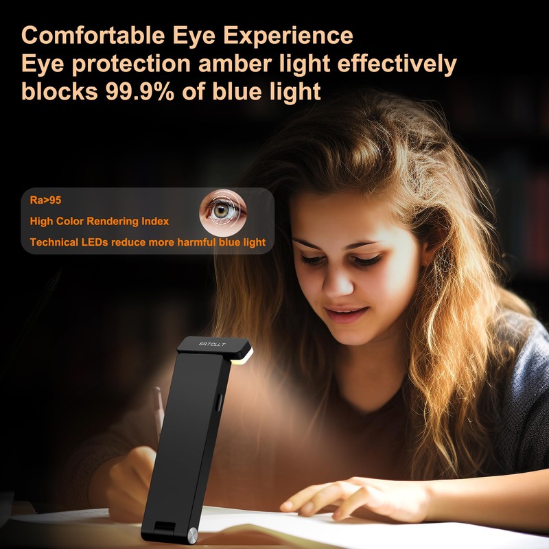 Book Lights,1500mAh Rechargeable Reading Light in Bed, 3 color Adjustable