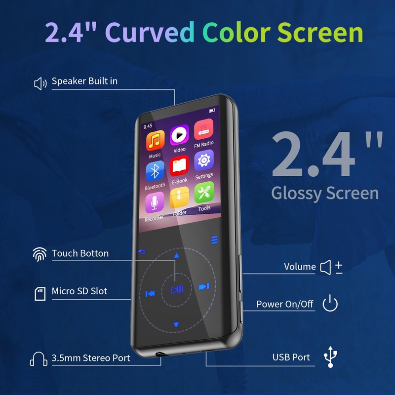 RUIZU 32GB MP3 Player with Bluetooth 5.3: Portable Music Player