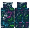 Gamer Single Duvet Cover - Neon Gaming Controllers Design -