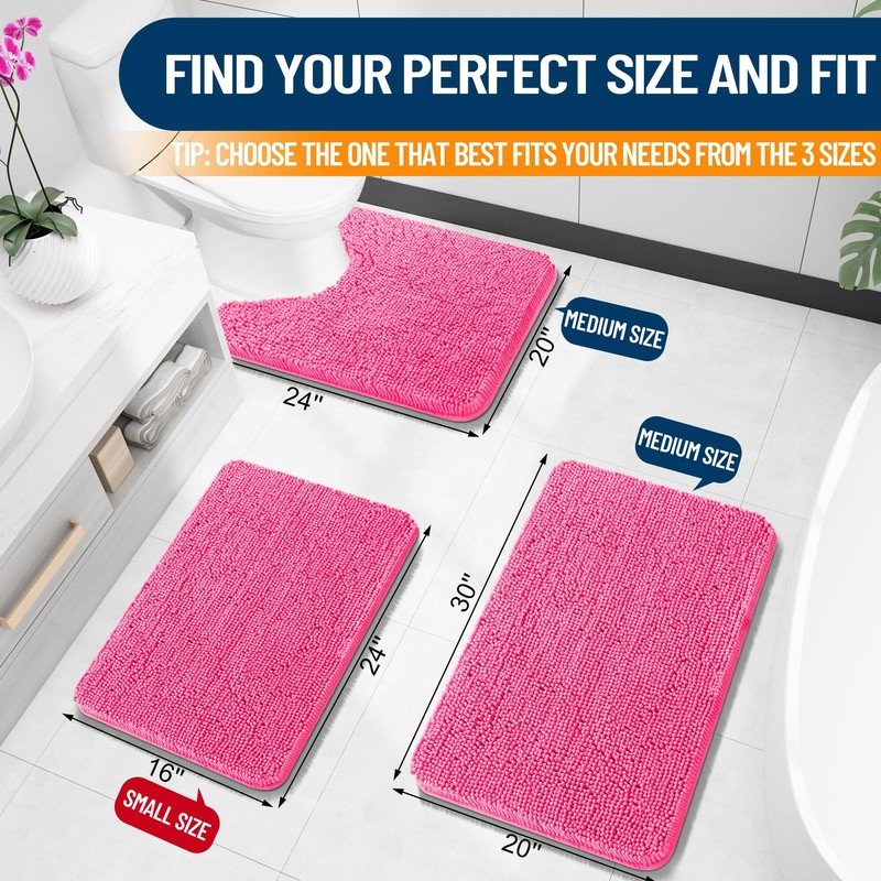 OLANLY Toilet Rugs U-Shaped 24x20, Extra Soft Absorbent Chenille Contour