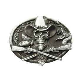 Schnalle123 Belt Buckle Western Texas Cowboy 3D Look for Interchangeable Belt Buckle Buckle Model 96, silver