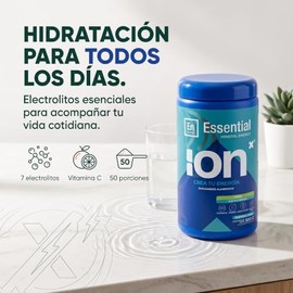 ION X Essential | 7 Electrolitos en Polvo para Hidratación Natural Diaria | Vitamina C | Miel en Polvo + Monk Fruit | Sin Cafeína | Sabor Limón | 500 