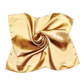 Kiran Fashion Satin Solid Silk Scarf Hijab Plain Shiny Soft Large Square Head Neck Wrap 90x90 (Gold)
