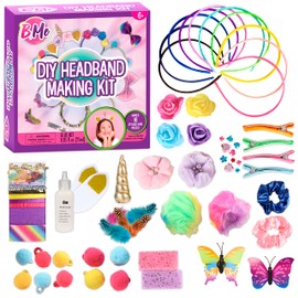 DIY Headband Making Kit - Make Your Own Fashion Headbands - Craft Kits for Girls - Gifts for Girls 6 7 8 9 Years Old - 60+ Kids Craft Supplies Included - 16 Unique Girl Hair Accessories