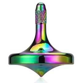 LOQATIDIS Precision Metal Spinning Top, Stainless Steel Spinner, Desktop EDC Toy Gyro for Adults, Perfect Balance, Easy to Use, Kill Time Efficiently, Spin Long Time Exceed 5 Minutes (Iridescent)