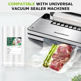 Bonsenkitchen Vacuum Sealer Bags, 11 in x 50 ft Rolls 2 Pack Seal Bags for Food Storage Saver, BPA Free, Commercial Grade Textured Food Roll Bags, Customized Size Bag for Sous Vide Cooking,VB3210