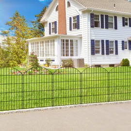 FOREHOGAR Metal Garden Fence 36in (H) x 11.7ft (L), 5 Panels +6 Stakes Dog Fence Border Fence Animal Barrier, No Dig Garden Fencing for Yard Flower Bed Lawn Patio Outdoor,CTW3605 Black
