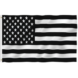 Anley Fly Breeze 3x5 Foot Black and White American Flag - Vivid Color and Fade Proof - Canvas Header and Double Stitched - Recession USA Flags Polyester with Brass Grommets 3 X 5 Ft