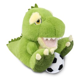 DolliBu Eco-Friendly T-Rex Dinosaur Stuffed Animal with Soccer Ball Plush - Huggable Dino Adorable Playtime Plush Toy, Cute Wildlife Gift, Super Soft Plush Doll Animal Toy for Kids, Adults - 9 Inches