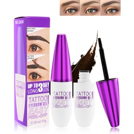 Peel Off Tattoo Eyebrow Gel Tinting-2pcs Brown Peel Off Tinted Eye Brow Gel, Waterproof Long-lasting Transfer-proof Eyebrow Gel Peel Off, Up to 3 Days, Eye Brow Makeup Gift Set for Women Men-02# Brown
