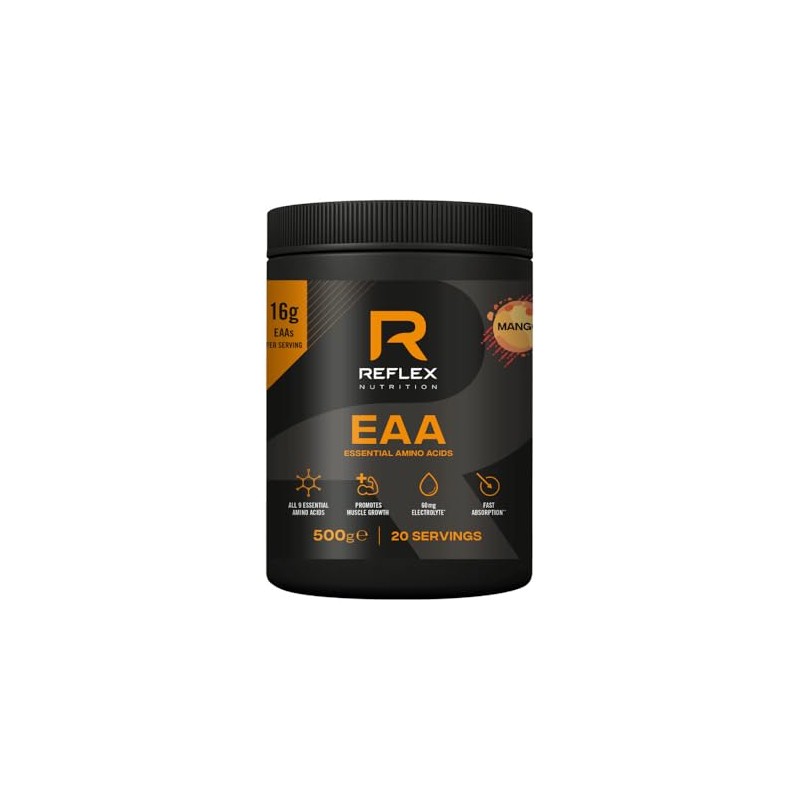 Reflex EAA Essential Amino Acids with BCAAs, Electrolytes, Mango, 500g