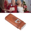 3 Finger Cigar Case Iron Cover Portable Soft Glossy Leather