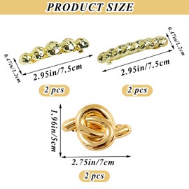 6 Pcs Gold Metal French Automatic Spring Hair Clips Simple Vintage Elegant Hair Pins Circular Wavy Knot Hair Barrettes for Women Girls Thin Thick Hair Ponytail Holder Clamps Grips Hair Accessories