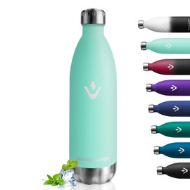 Stainless Steel Drinking Bottle, 1 Litre, Thermos Flask, BPA-Free, Suitable for Carbonated Drinks, Leak-Proof, Double-Walled Thermos Flask, for Fitness, Running, Office, Children, Adults, Fitness