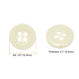 HARFINGTON 300pcs 20L Sewing Buttons 1/2"(12.5mm) Resin Round Flat 4-Hole Craft Replacement Buttons for Coats Sewing Clothing and DIY, Beige