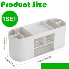 YanBous Stiftehalter Aufbewahrungskiste, 10-Fach Einteilung mit Transparenter Doppelschicht-Schublade, Große Kapazität für Stifte und Schreibwaren,Ideal für Buntstifte und Bürobedarf(Weiß)