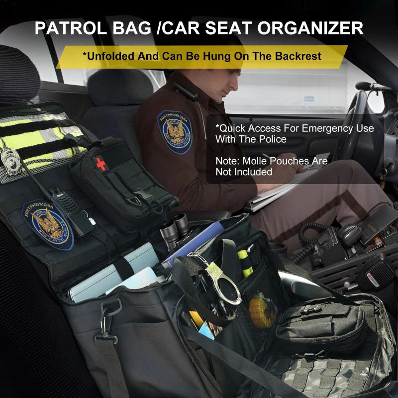 AUTOXBERT Patrol Bag Military Car Seat Organizer Storage Police Duty