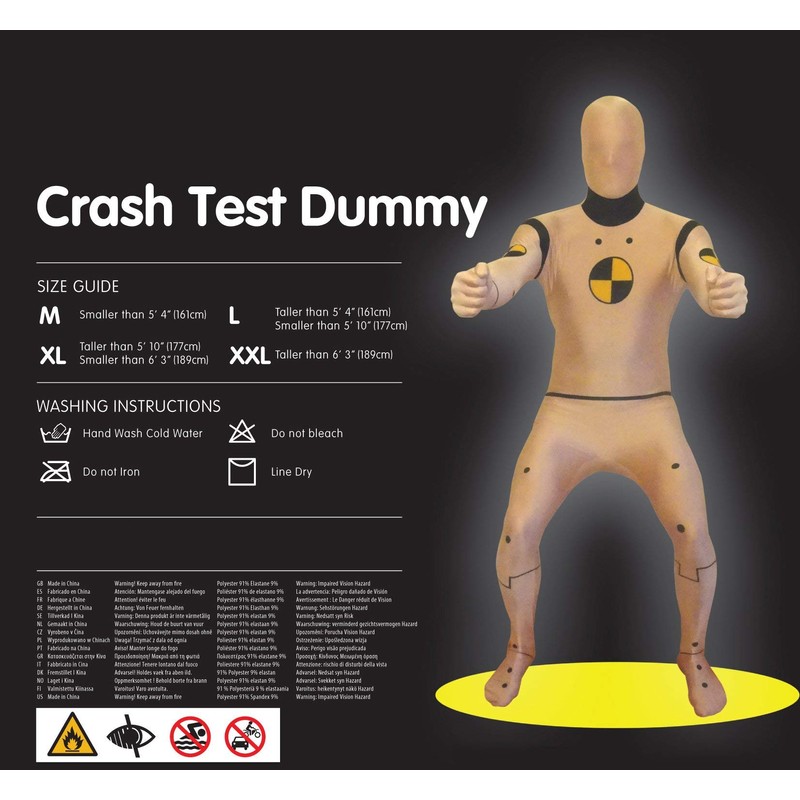 Crash Test Dummy Morphsuit Fancy Dress Costume - size XXLarge