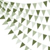 3Pcs Sage Green Gingham Pennant Banner Pre-Strung Triangle Flag Garland