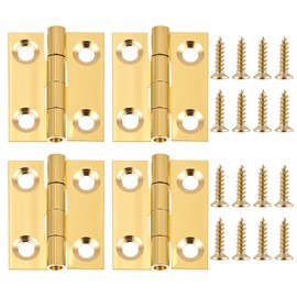 4Pcs Pure Solid Brass Mini Hinges Cabinet Drawer Folding Butt Hinges for Drawer Cabinet Cupboard Door Jewelry Chest Wood Box Wooden Case Furniture, 1 Inch