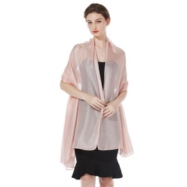 BEAUTELICATE Stole Scarf Women's Festive Lightweight Wrap Scarves Silk Scarf Summer for Evening Dress Wedding Wedding Dresses Sand Beach, Light coral