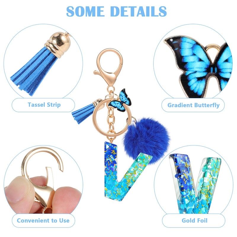 MWOOT Name Letter Keyring Blue, Blue-v