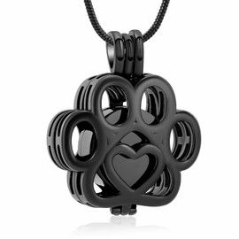 Pet Cremation Jewellery for Ashes for Dog/Cat Paw Stainless Steel Memorial Locket Urn Necklace Inside Mini Case Keepsake Cremation Jewellery Women Men, Stainless Steel, No Gemstone