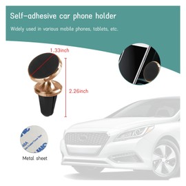 Car Magnetic Phone Holder, 360 Degree Adjustable Strong Magnet Cell Phone Holder Mount for Auto Air Vent, Universal Vehicle Cellphone Accessories Fit for All Smartphones (Golden)