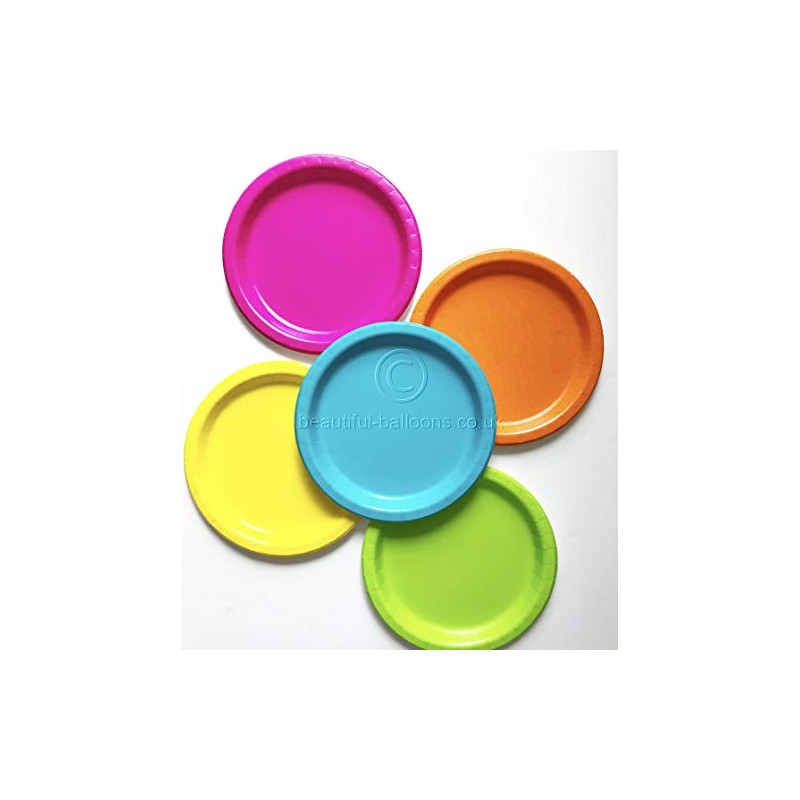Beautiful Balloons 40 x 9 inch Neon Paper Party Plate