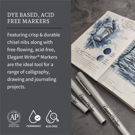 Speedball Elegant Writer Acid-Free Non-Toxic Water Based Calligraphy Marker, Chisel Tip, Assorted Size, Black, Set of 4