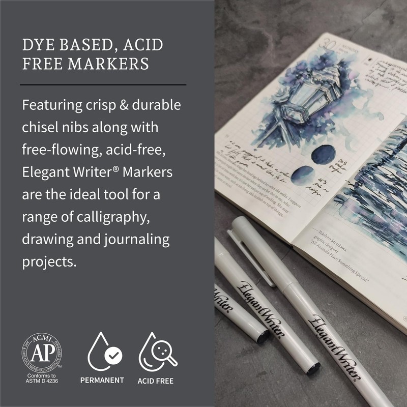 Speedball Elegant Writer Acid-Free Non-Toxic Water Based Calligraphy Marker, Chisel