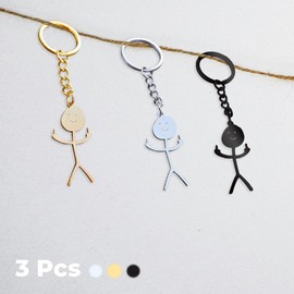Aramola Funny Doodle Keychain Stainless Finger Pendant Car Accessories Purse Charms Decoration Funny Gifts (Silver, Gold, Black)