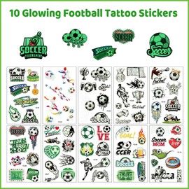 Luminous Tattoos Children's Football, 10 Sheets Children's Tattoos Boys, Children's Tattoos for Party Bags, Children's Birthday, Cool Tattoos for Boys Football Party (Football)