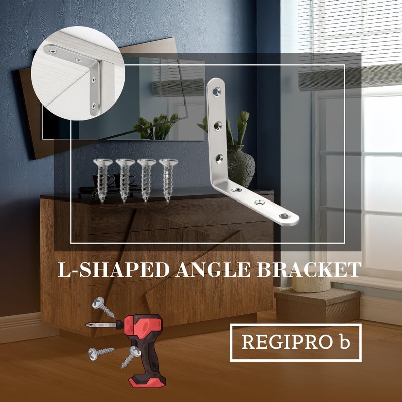 Regipro b Stainless Steel Angle Brackets, Set of 4, 100x100mm