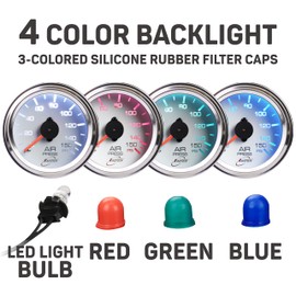 RACETECH 52mm 2-1/16" Mechanical Air Bag Suspension Pressure Gauge Air Suspension Gauge 0~150 PSI 1/8NPT White Dial Chrome Rim for Air Ride Suspension Systems