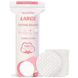 ICOTLE Rondas de algodón extra grandes, almohadillas de algodón 100% puro, almohadillas de limpieza facial suaves sin pelusa de 3.14 pulgadas para eli