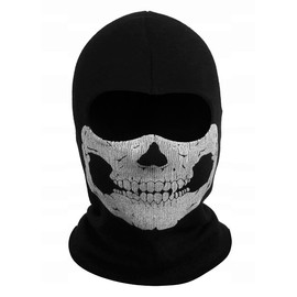 COD Ghost Mask Skull Balaclava MW2 Skeleton Costume Full Head Ski Snood Mask Knitted Windproof Warmer Headwear for Bike Skateboard Motorcycle Snowboard Outdoor Sport, Black