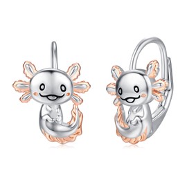 Axolotl Earrings for Girls 925 Sterling Silver Hypoallergenic Axolotl Hoop Earrings Cute Animal Jewellery Gifts for Women, Silver