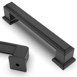 Asidrama 5 Pack 3.75 Inch(96mm) Matte Black Kitchen Cabinet Handles Cabinet Pulls Kitchen Cabinet Hardware for Cupboard Drawer Pulls Dresser Handles