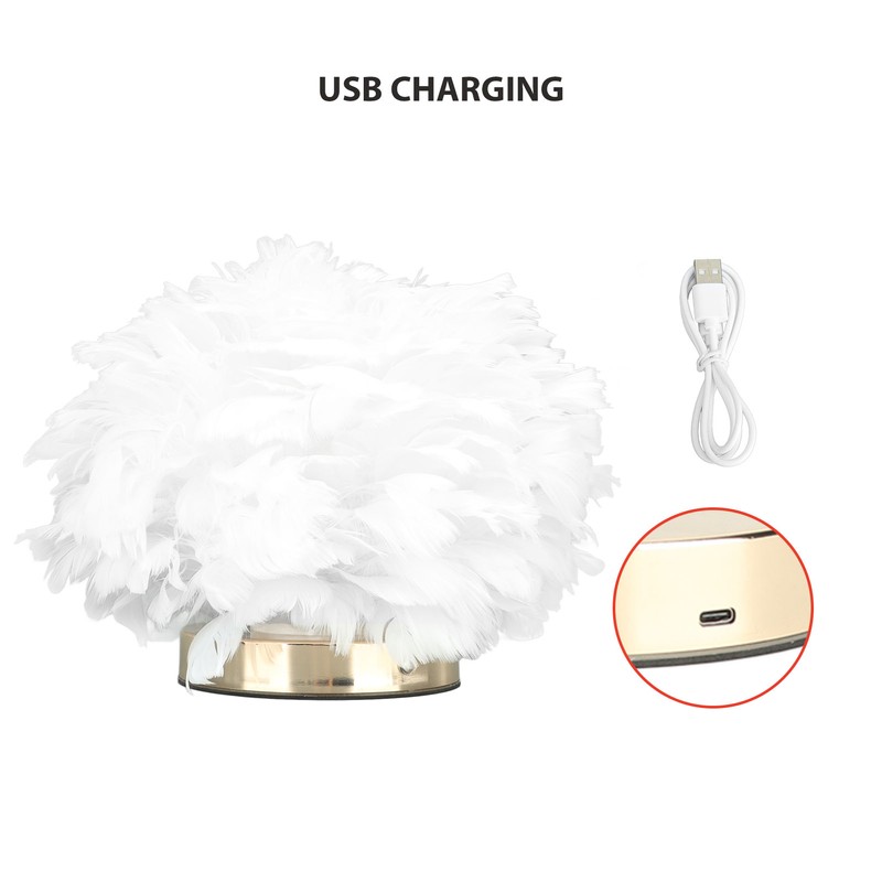 Feather Table Lamp USB Type C 5V Touch Control Stepless