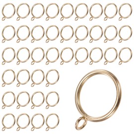 M METERXITY 40-Pack Gold Curtain Rings with Eyelet, Rustproof Metal Rings for Curtain Rods, 32 mm Interior Diameter Drapery Rings for Curtain Rods for Hanging Drapes/Hats/Towels