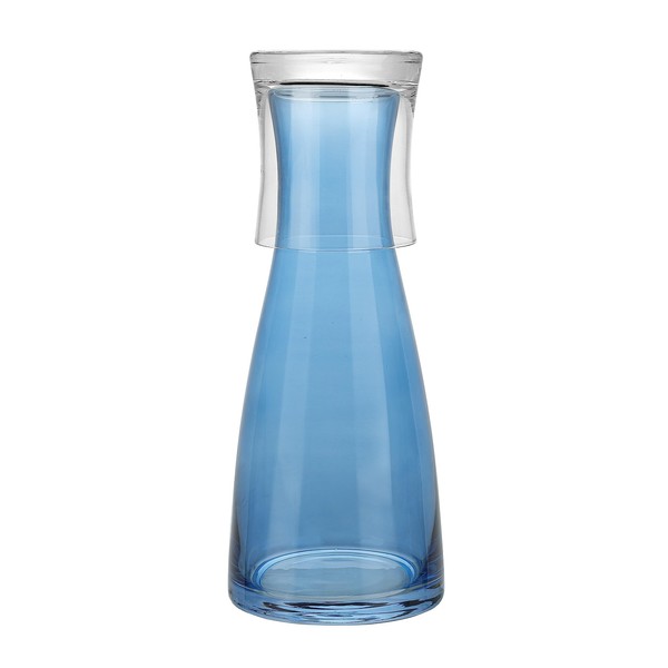 American Atelier Bedside Blue Water Carafe with Clear Tumbler | 33-Ounce Pitcher and Matching Drinking Glass | Use Cup as a Lid for Carafe | For Guest Room, Nightstand, Office, or Gift
